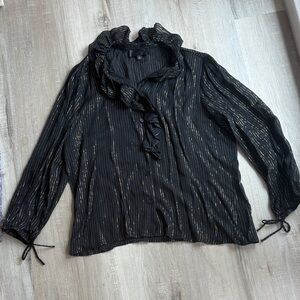 Nili Lotan sheer/gold stripe blouse